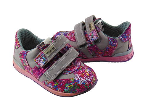 WANDA-dievčenské kožené ružové tenisky