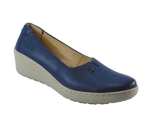 HELIOS-modré kožené mokasíny na klíne G