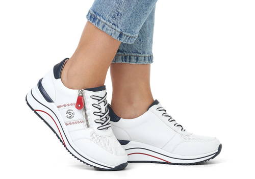 REMONTE-dámske biele kožené tenisky H