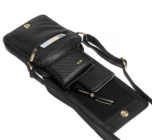 PETERSON-pánska čierna kožená crossbody taška – Obrázok 4