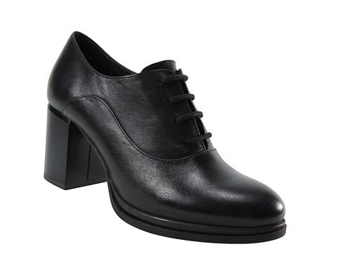 NESSI-dámska čierna kožená šnurovacia obuv G