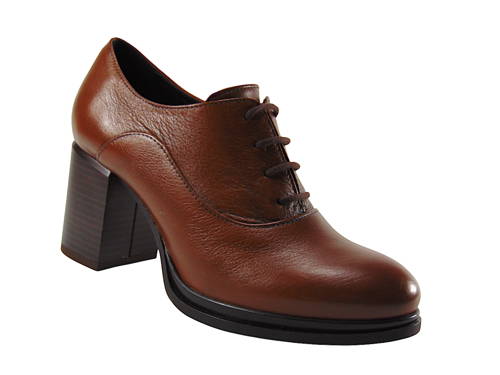 NESSI-dámska hnedá kožená šnurovacia obuv G