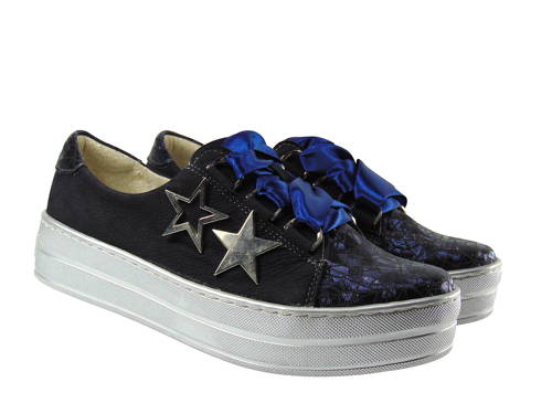 AVANTI-modrá kožená obuv na platforme G