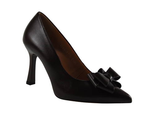 KORDEL-choco/hnedé kožené lodičky s mašľou G