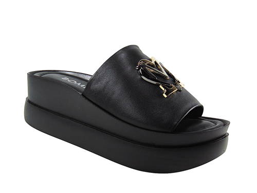 BOMBONELLA-dámske čierne šľapky na platforme G