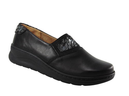 HELIOS-dámske zdravotné čierne mokasíny H+
