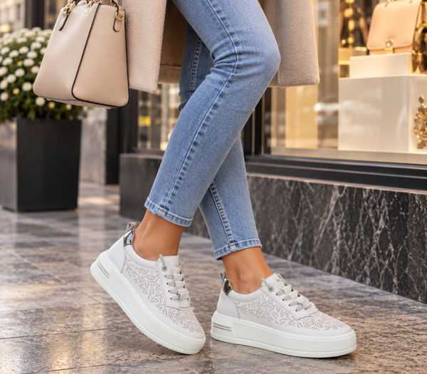 CAMBELL-SLIP ON biele kožené tenisky G