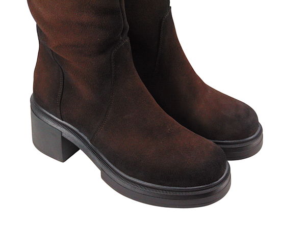 SIMEN-dámske choco/hnedé kožené čižmy M/L – Obrázok 4